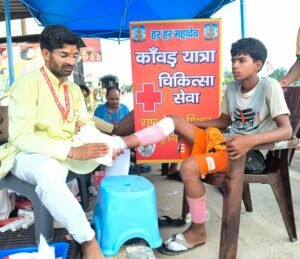 कांवड़ यात्रा मार्ग के विभिन्न स्थानों पर राष्ट्र चेतना मिशन की चिकित्सा सेवा